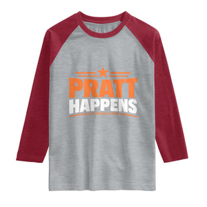 Pratt Happens Los Angeles 2026 Raglan Shirt Funny Political Patriotic LA City California Pride Leadership TS02 Heather Gray Heather Red Print Your Wear