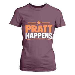 Pratt Happens Los Angeles 2026 T Shirt For Women Funny Political Patriotic LA City California Pride Leadership TS02 Maroon Print Your Wear