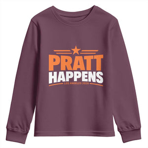 Pratt Happens Los Angeles 2026 Youth Sweatshirt Funny Political Patriotic LA City California Pride Leadership TS02 Maroon Print Your Wear