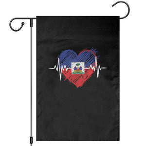 Haitian Flag Heartbeat EKG Pulse Graphic Garden Flag My Heart Beats For Haiti Identity Heritage Pride TS02 Black Print Your Wear