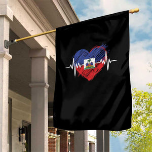 Haitian Flag Heartbeat EKG Pulse Graphic Garden Flag My Heart Beats For Haiti Identity Heritage Pride TS02 Print Your Wear