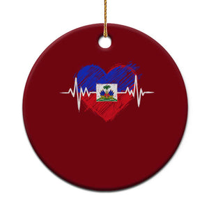 Haitian Flag Heartbeat EKG Pulse Graphic Ceramic Ornament My Heart Beats For Haiti Identity Heritage Pride TS02 1pc Red Print Your Wear