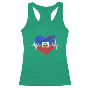 Haitian Flag Heartbeat EKG Pulse Graphic Racerback Tank Top My Heart Beats For Haiti Identity Heritage Pride TS02 Irish Green Print Your Wear