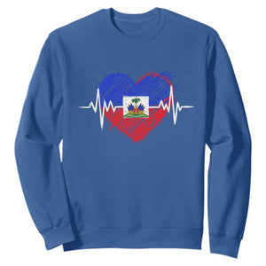 Haitian Flag Heartbeat EKG Pulse Graphic Sweatshirt My Heart Beats For Haiti Identity Heritage Pride TS02 Royal Blue Print Your Wear