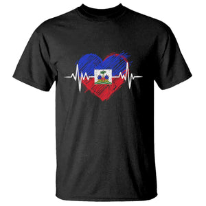 Haitian Flag Heartbeat EKG Pulse Graphic T Shirt My Heart Beats For Haiti Identity Heritage Pride TS02 Black Print Your Wear