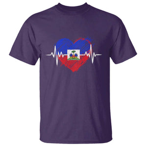 Haitian Flag Heartbeat EKG Pulse Graphic T Shirt My Heart Beats For Haiti Identity Heritage Pride TS02 Purple Print Your Wear