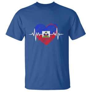 Haitian Flag Heartbeat EKG Pulse Graphic T Shirt My Heart Beats For Haiti Identity Heritage Pride TS02 Royal Blue Print Your Wear