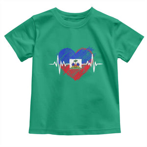 Haitian Flag Heartbeat EKG Pulse Graphic Toddler T Shirt My Heart Beats For Haiti Identity Heritage Pride TS02 Irish Green Print Your Wear