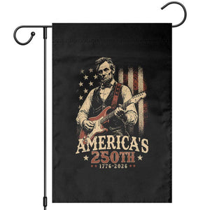 USA 250th 1776 to 2026 Rock Star Abraham Lincoln Garden Flag Vintage Electric Guitar Player Patriotic Us Flag Semiquincentennial
