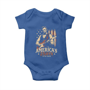 USA 250th 1776 to 2026 Rock Star Abraham Lincoln Baby Onesie Vintage Electric Guitar Player Patriotic Us Flag Semiquincentennial