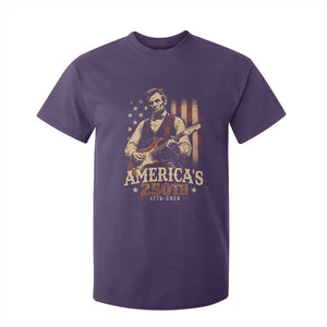 USA 250th 1776 to 2026 Rock Star Abraham Lincoln T Shirt For Kid Vintage Electric Guitar Player Patriotic Us Flag Semiquincentennial