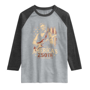 USA 250th 1776 to 2026 Rock Star Abraham Lincoln Raglan Shirt Vintage Electric Guitar Player Patriotic Us Flag Semiquincentennial