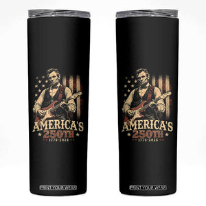USA 250th 1776 to 2026 Rock Star Abraham Lincoln Skinny Tumbler Vintage Electric Guitar Player Patriotic Us Flag Semiquincentennial