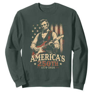 USA 250th 1776 to 2026 Rock Star Abraham Lincoln Sweatshirt Vintage Electric Guitar Player Patriotic Us Flag Semiquincentennial