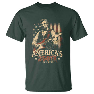 USA 250th 1776 to 2026 Rock Star Abraham Lincoln T Shirt Vintage Electric Guitar Player Patriotic Us Flag Semiquincentennial