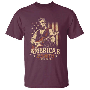 USA 250th 1776 to 2026 Rock Star Abraham Lincoln T Shirt Vintage Electric Guitar Player Patriotic Us Flag Semiquincentennial