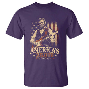 USA 250th 1776 to 2026 Rock Star Abraham Lincoln T Shirt Vintage Electric Guitar Player Patriotic Us Flag Semiquincentennial