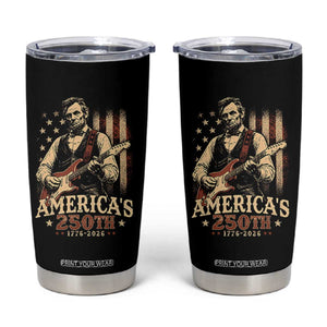 USA 250th 1776 to 2026 Rock Star Abraham Lincoln Tumbler Cup Vintage Electric Guitar Player Patriotic Us Flag Semiquincentennial