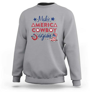 Retro Western Sweatshirt Make America A Cowboy Again Country Lifestyle Rodeo TS02 Sport Gray Print Your Wear