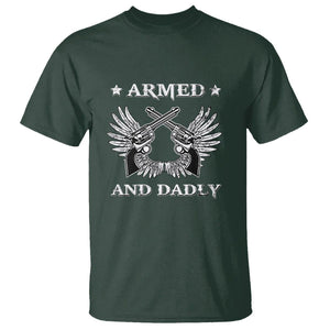 Funny Western Dad T Shirt Armed And Dadly American Fathers Vintage Retro TS02 Dark Forest Green Print Your Wear