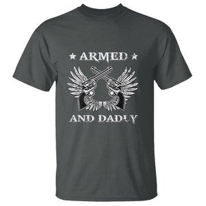Funny Western Dad T Shirt Armed And Dadly American Fathers Vintage Retro TS02 Dark Heather Print Your Wear