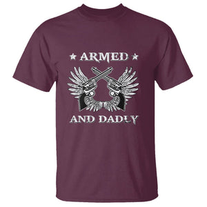 Funny Western Dad T Shirt Armed And Dadly American Fathers Vintage Retro TS02 Maroon Print Your Wear