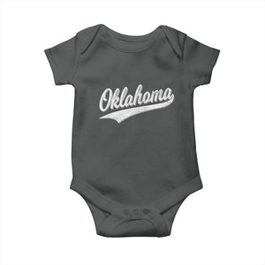 Vintage Oklahoma Throwback Distressed Baby Onesie Retro Classic OK State Pride TS02 Dark Heather Print Your Wear