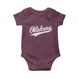 Vintage Oklahoma Throwback Distressed Baby Onesie Retro Classic OK State Pride TS02 Maroon Print Your Wear