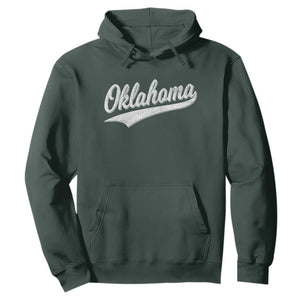Vintage Oklahoma Throwback Distressed Hoodie Retro Classic OK State Pride TS02 Dark Forest Green Print Your Wear