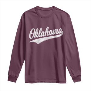 Vintage Oklahoma Throwback Distressed Long Sleeve Shirt Retro Classic OK State Pride TS02 Maroon Print Your Wear