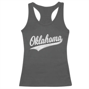 Vintage Oklahoma Throwback Distressed Racerback Tank Top Retro Classic OK State Pride TS02 Dark Heather Print Your Wear
