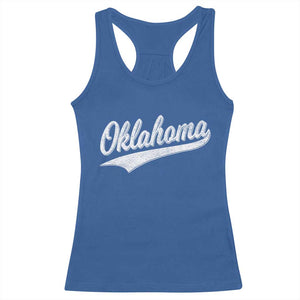 Vintage Oklahoma Throwback Distressed Racerback Tank Top Retro Classic OK State Pride TS02 Royal Blue Print Your Wear