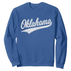 Vintage Oklahoma Throwback Distressed Sweatshirt Retro Classic OK State Pride TS02 Royal Blue Print Your Wear