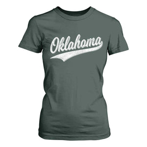 Vintage Oklahoma Throwback Distressed T Shirt For Women Retro Classic OK State Pride TS02 Dark Forest Green Print Your Wear