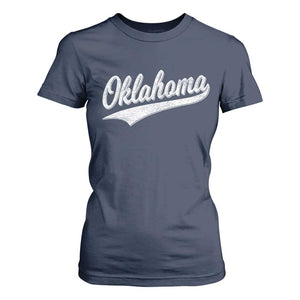 Vintage Oklahoma Throwback Distressed T Shirt For Women Retro Classic OK State Pride TS02 Navy Print Your Wear
