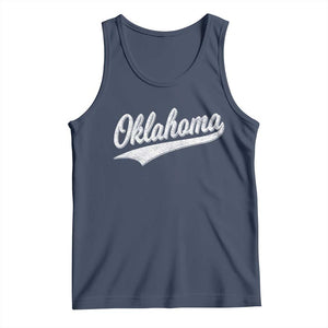 Vintage Oklahoma Throwback Distressed Tank Top Retro Classic OK State Pride TS02 Navy Print Your Wear