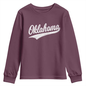 Vintage Oklahoma Throwback Distressed Youth Sweatshirt Retro Classic OK State Pride TS02 Maroon Print Your Wear