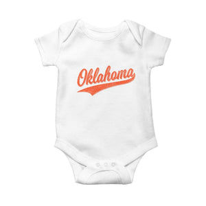 Vintage Oklahoma Orange Throwback Distressed Baby Onesie Retro Classic OK State Pride TS02 White Print Your Wear
