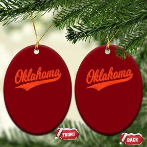 Vintage Oklahoma Orange Throwback Distressed Ceramic Ornament Retro Classic OK State Pride TS02 Print Your Wear