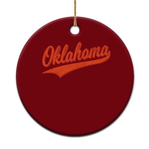 Vintage Oklahoma Orange Throwback Distressed Ceramic Ornament Retro Classic OK State Pride TS02 1pc Red Print Your Wear
