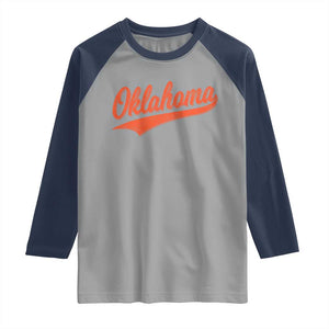 Vintage Oklahoma Orange Throwback Distressed Raglan Shirt Retro Classic OK State Pride TS02 Sport Gray Navy Print Your Wear