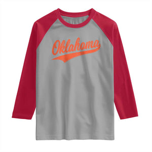 Vintage Oklahoma Orange Throwback Distressed Raglan Shirt Retro Classic OK State Pride TS02 Sport Gray Red Print Your Wear