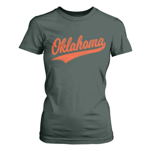 Vintage Oklahoma Orange Throwback Distressed T Shirt For Women Retro Classic OK State Pride TS02 Dark Forest Green Print Your Wear
