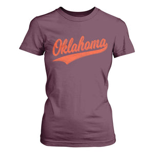 Vintage Oklahoma Orange Throwback Distressed T Shirt For Women Retro Classic OK State Pride TS02 Maroon Print Your Wear