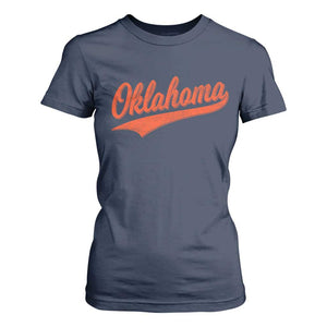 Vintage Oklahoma Orange Throwback Distressed T Shirt For Women Retro Classic OK State Pride TS02 Navy Print Your Wear