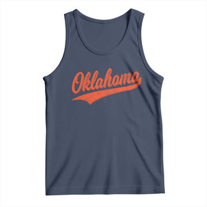 Vintage Oklahoma Orange Throwback Distressed Tank Top Retro Classic OK State Pride TS02 Navy Print Your Wear