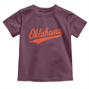 Vintage Oklahoma Orange Throwback Distressed Toddler T Shirt Retro Classic OK State Pride TS02 Maroon Print Your Wear