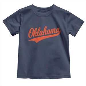 Vintage Oklahoma Orange Throwback Distressed Toddler T Shirt Retro Classic OK State Pride TS02 Navy Print Your Wear