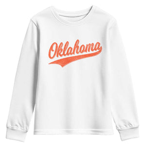 Vintage Oklahoma Orange Throwback Distressed Youth Sweatshirt Retro Classic OK State Pride TS02 White Print Your Wear