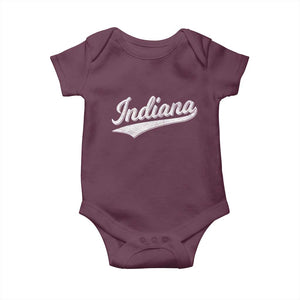 Vintage Indiana Retro Throwback Distressed Baby Onesie Retro Classic IN State Pride TS02 Maroon Print Your Wear